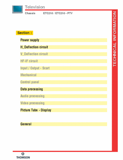 Thomson 32WM402 Technical bulletin