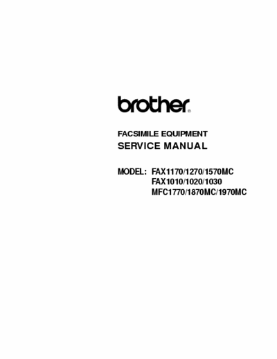brother 1020 Complete service manual for Brother 1020 fax machine