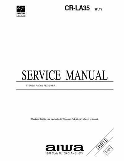 AIWA CR-LA35 [YH, YZ] service manual stereo radio receiver. pag 12