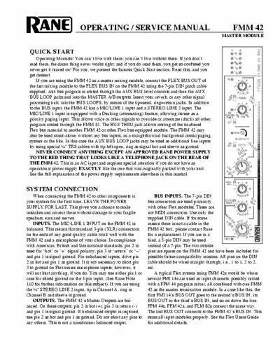 Rane fmm42 fmm42 mixer master module