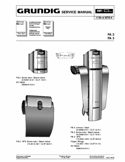 Grundig PA2_PA3 Da so viel danach gefragt wird, lade ich das Manual hier mal hoch.