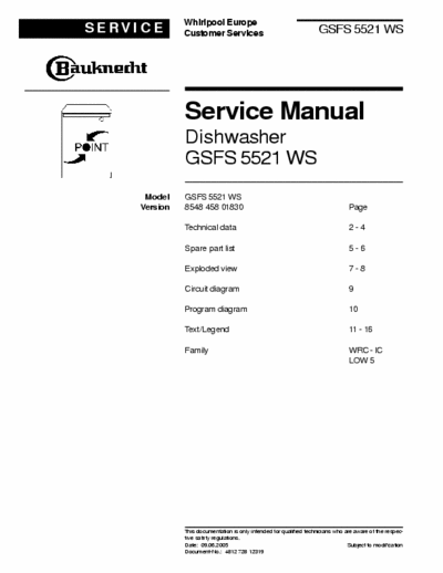 bouknecht GSFS 5521 Dishwasher
GSFS 5521 WS