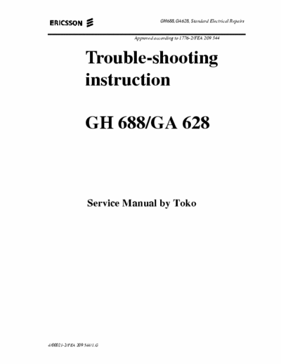 Ericsson GH688  GA628 Standard Electrical Repairs -  pag. 112