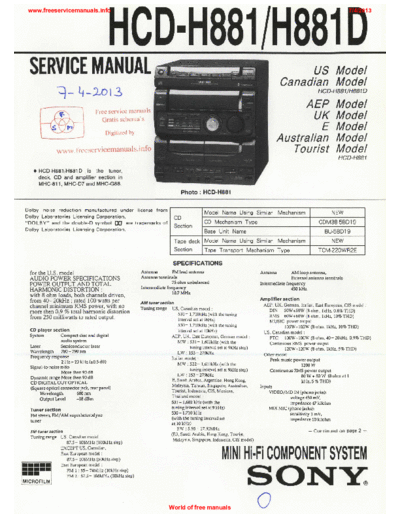 sony hcd-h881 Service Manual