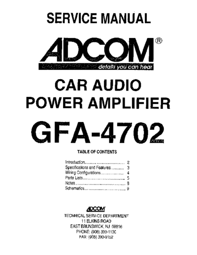 Adcom GFA-4702 Car Audio Power Amplifier