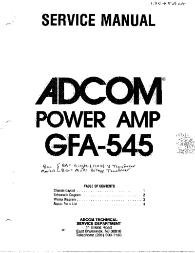 Adcom GFA-545II Adcom GFA-545II Service Manual
