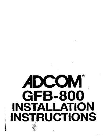 Adcom GFB-800 Multi room music control system installation and operators manual