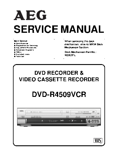 AEG DVD-R4509VCR DVD RECORDER &
VIDEO CASSETTE RECORDER