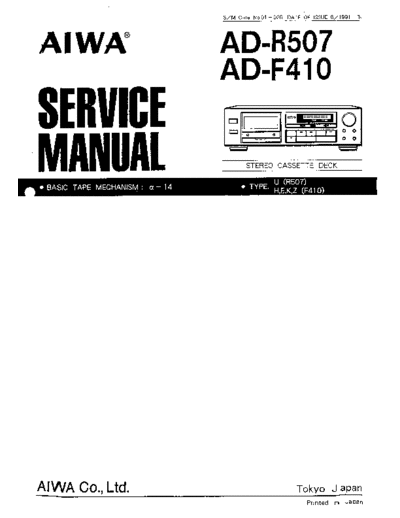 Aiwa AD-F410 AD-R507 Stereo cassette deck service manual