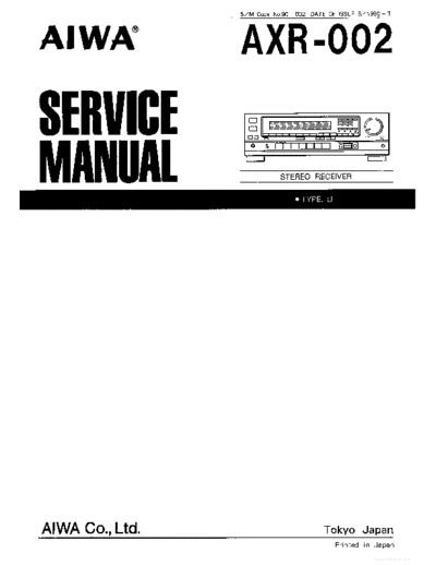 Aiwa AXR-002 Stereo receiver service manual