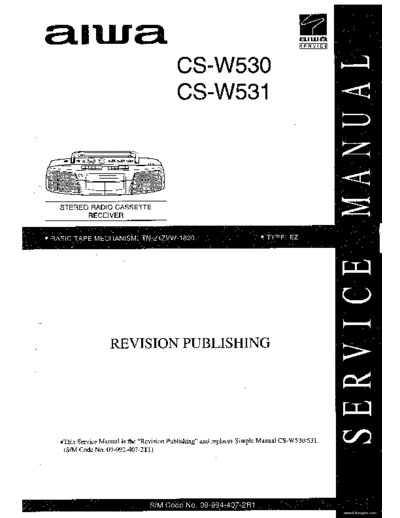 Aiwa CS-W530 CS-W531 STEREO RADIO CASSETTE RECORDER simple service manual + revision