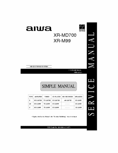 Aiwa XR-MD700  XR-M99 Service Manual MD/CD Stereo System - Md mech. MD700<D>, M99<LH,U> - pag. 20