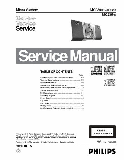 Philips MC230 MC235 Service Manual Micro System - Type /21M /22 /25 /30 /37 - (4.352Kb) pag. 31