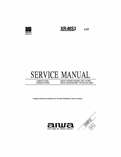 Aiwa XR-MS3 Service Manual CD Stereo System - Tape mech. 2ZM-1 R10NM, CD mech. TN-CCD1001-902M - pag. 24