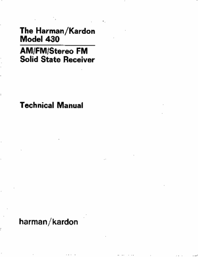 harman kardon 430 HK 430 Receiver Service Manual part1