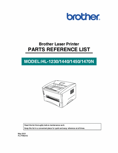 Brother HL1440 Brother HL1440 laser printer full PARTS manual