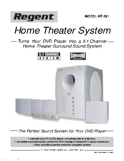   home theatre regent ht 391 manual