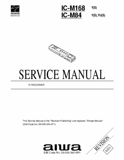 Aiwa IC-M84, IC-M168 Service Manual Ic Recorder - pag. 14