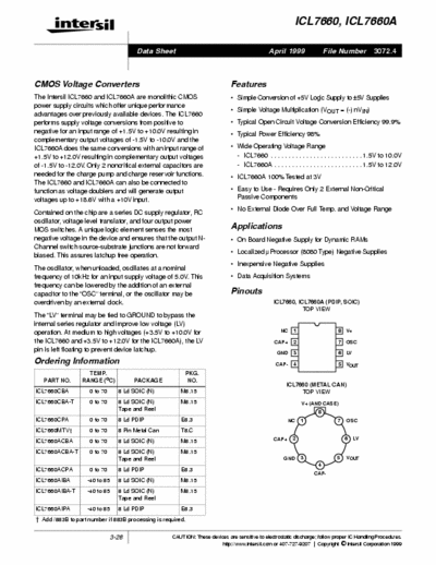 Intersil ILC7660 ILC7660 ILC7660A CMOS voltage converters