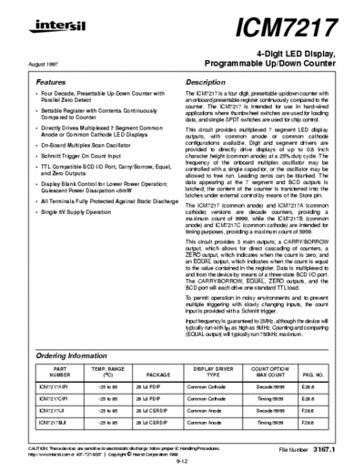 Intersil ICM7217 4-digit LED display programmable up/down counter
