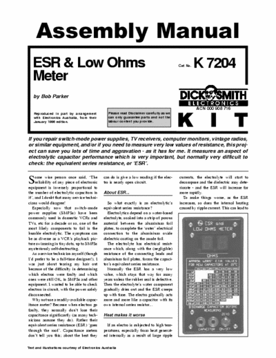   ESR and low ohm meter
