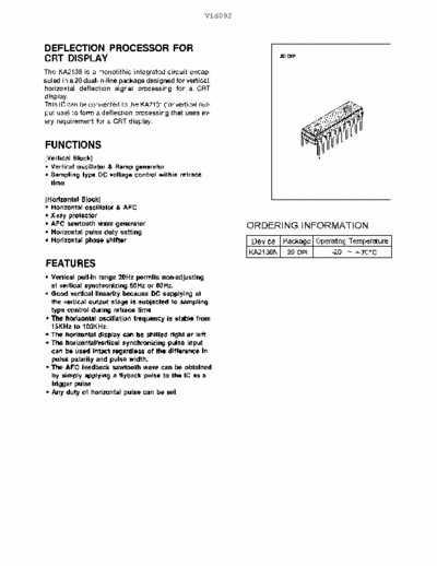  KA2138 CRT/VIDEO CONTROLLER DIP20