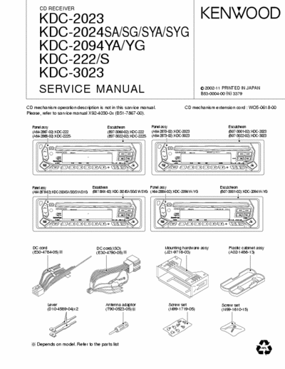 kenwood KDC2023-2024-222-3023 CD RECEIVER