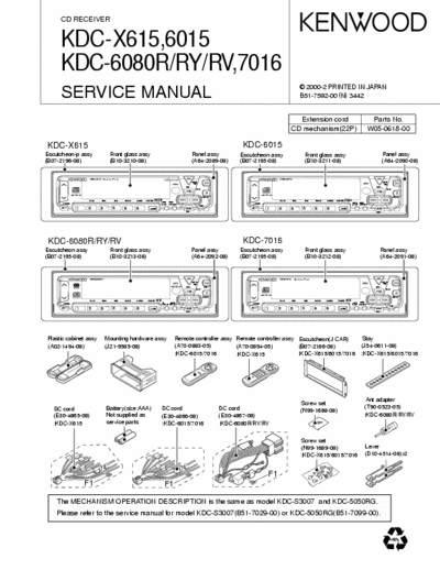 kenwood KDCX615-6015-6080-7016 CD RECEIVER