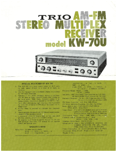 Trio Kenwood KW-70U Kenwood KW-70 brochure