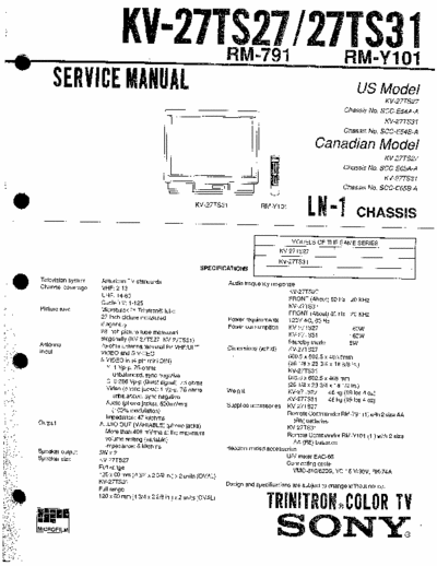 Sont KV27TS37 27 inch television service manual