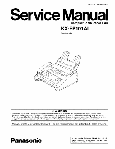 Panasonic KX-FP101AL Service Manual Compact Plain Paper FAX - [Part 1/3] pag. 206