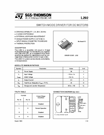 SGS-Thomson L292 Switch-mode driver for dc motors