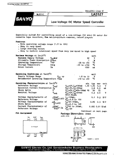 Sanyo LA5527 Low-voltage DC motor speed controller
