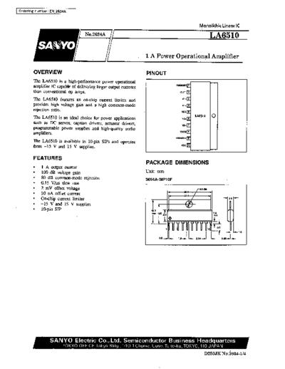 Sanyo LA6510 1A power operational amplifier