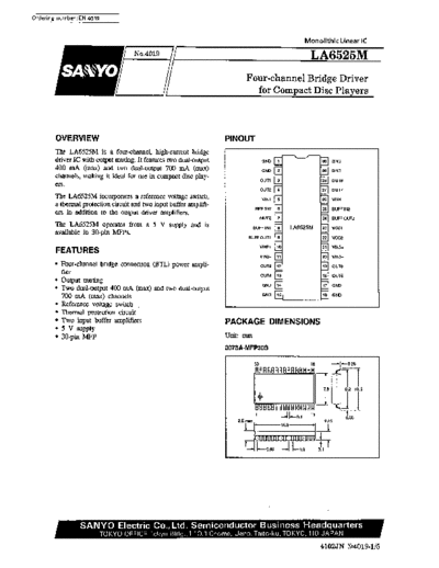 Sanyo la6525m 4-channel bridge driver for cd players