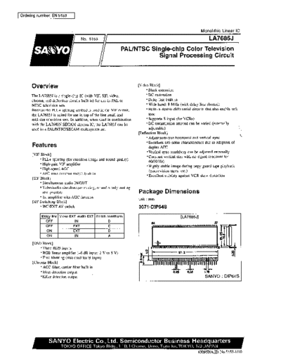 sanyo la7685j PAL/NTSC SIGNAL PROCESSING CIRCUIT