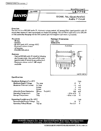 Sanyo LA7710 SECAM PAL (quasi parallel) audio if circuit