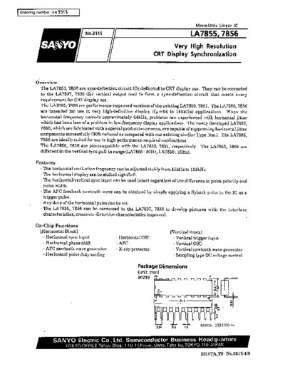 Sanyo LA7855 LA7855 LA7856 very high resolution CRT display synchronization