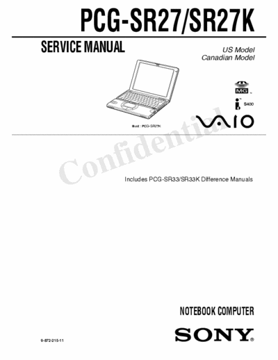 Sony Computer PCG-SR27 (K) Service Manual Notebook Computer Vaio iS400 MG (Canadian, US Model) - pag. 90