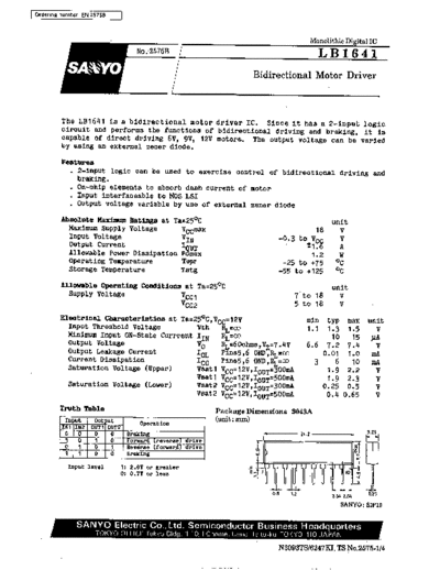 Sanyo LB1641 Bidirectional motor driver