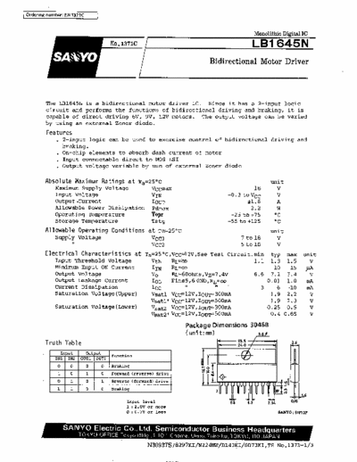 Sanyo LB1645N Bidirectional motor driver