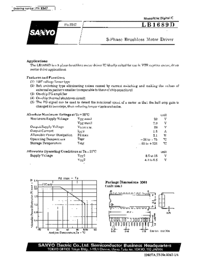 Sanyo LB1689D 3-Phase brushless motor driver