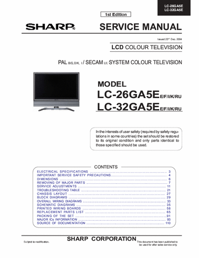 sharp LC-26GA5E lcd