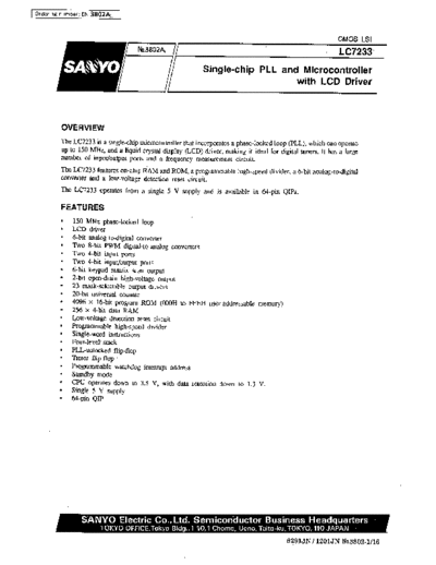 Sanyo LC7233 Single-chop PLL and microcontroller with LCD display