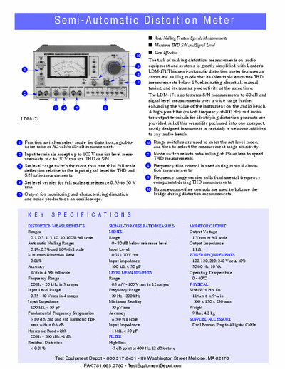 Leader LDM170 Leader distortion analyzer