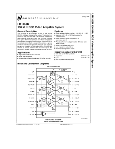 National LM1203B 100 MHz RGB video amplifier system