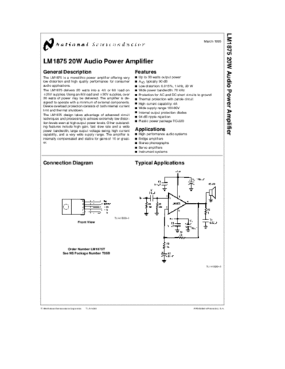 National Semiconductor LM1875 1x25W 25V 0.02% AUDIO AMP SQL05