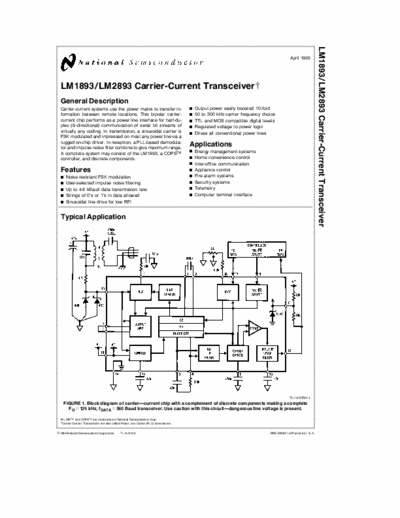 National Semiconductor LM1893 LM1893 / LM2893 Carrier - current transceiver