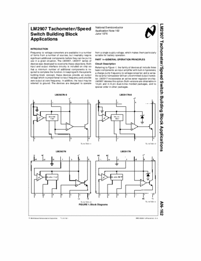 National LM2907 Tachometer/speed switch building block applications