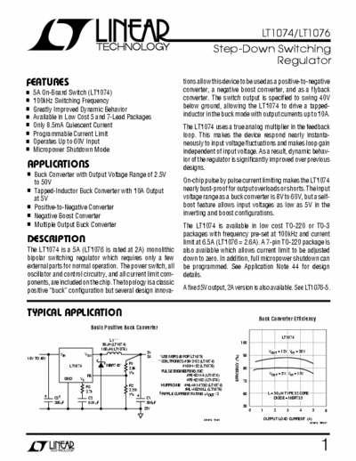 Linear technology LT1074 Step-down switching regulator